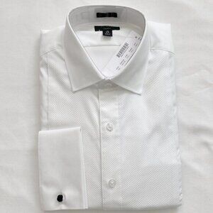 J. Crew Ludlow stretch two-ply piqué-bib tuxedo shirt in white (NWT)